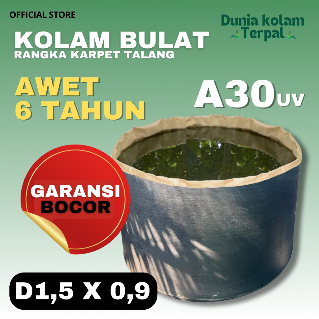 Terpal Kolam Rangka Karpet Talang Diameter 1.5 Tinggi 90cm - Kolam Bulat Tanpa Rangka