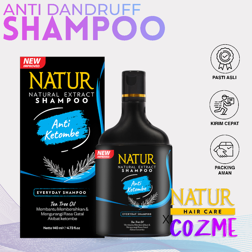 NATUR Hair Shampoo Anti Dandruff Anti Ketombe with Tea Tree Oil