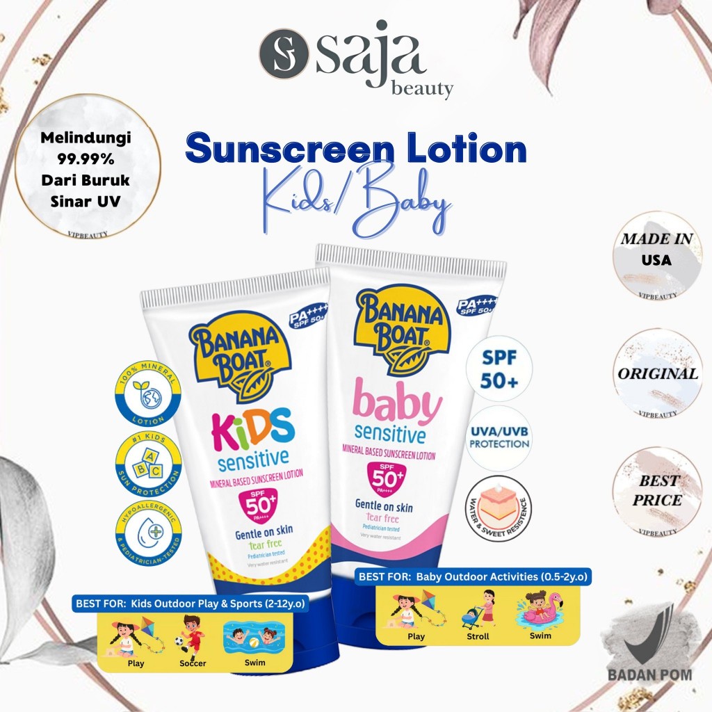 BANANA BOAT Sunscreen Lotion Simply Protect Kids / Baby SPF50+ 90ml - Sunblock Anak