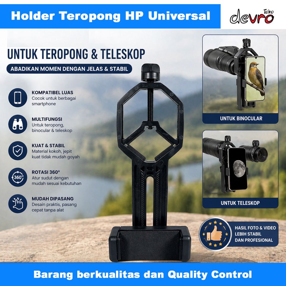 Holder Teropong HP - Smartphone Holder Adapter untuk Teropong Binocular Telescope - Imperador INU134