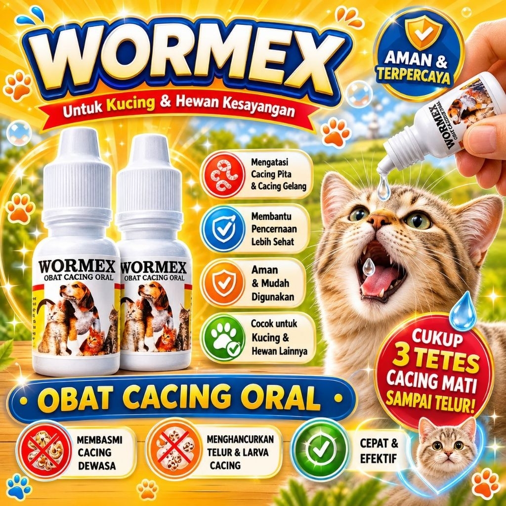 WORMEX - Obat Cacing Oral Obat Jamur Obat Ringworm Obat Cacing Kucing Kitten