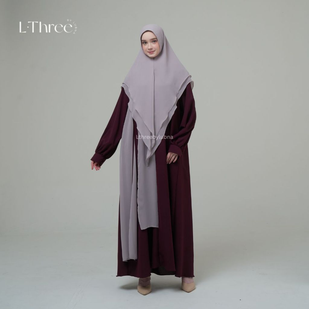Ransya Dress Set Khimar Kombinasi Cerutty - Lthree By Lubna Simple Elegant Gamis Wanita