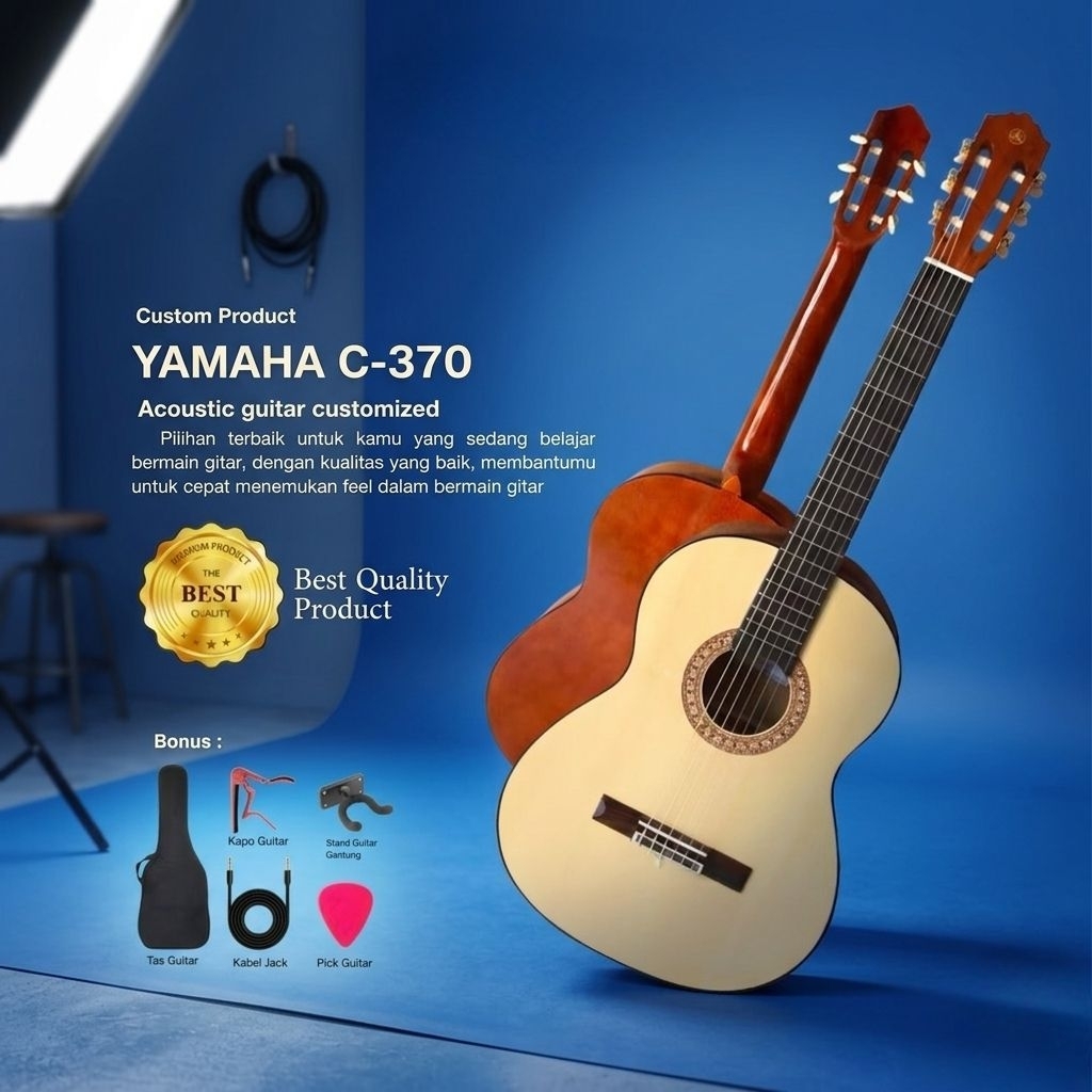 Gitar Akustik Yamaha C370 Custom Classic Nilon Nylon untuk Pemula