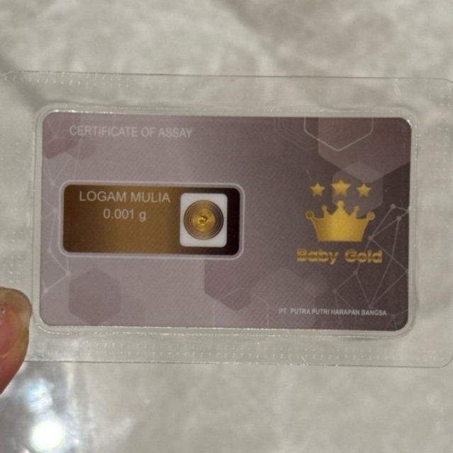 Baby Gold Emas Mini 0,001 Gram 24 Karat - Investasi Mudah, Souvenir Elegan, Tahan Inflasi