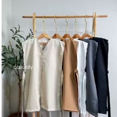 CASUALY - Irene Vest Panjang Wanita Korean Style abu-abu