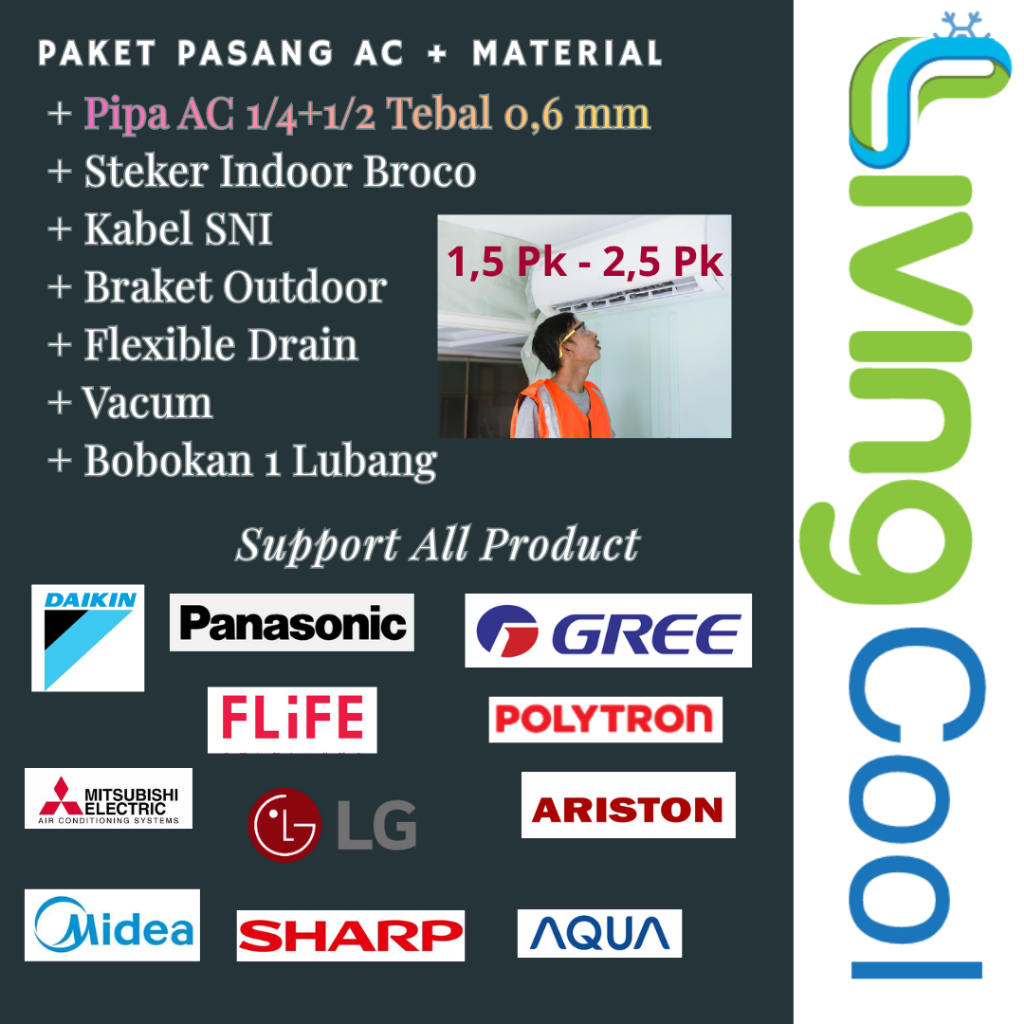 Pasang AC Split Inverter Melayani wilayah Purwakarta cikampek karawang bekasi cikarang jakarta tenge