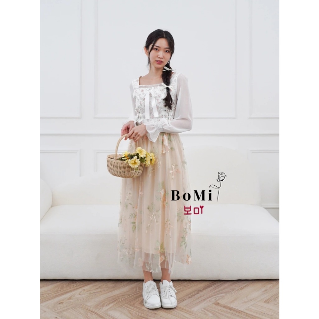 Rok Tutu 3D Motif Bunga Timbul dengan Bahan Tile Import Circle Skirt Flower Mawar Korean - Rok Premi