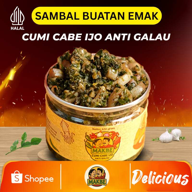 Sambal Cumi Pedas - Sambel Cumi Pedas Makbe 120 Gram - Kemasan Kaleng Siap Makan Asli Homemade - Cum