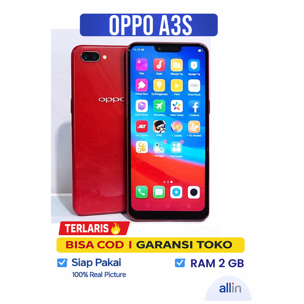 OPPO A3S Bekas Normal No Minus Siap Pakai Murah Mulus Full Bonus