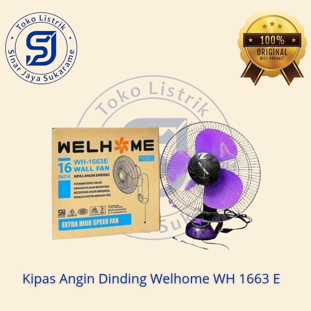 Kipas Angin Dinding Welhome WH 1663 E