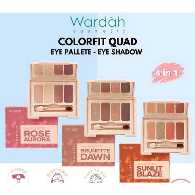 Palet Eyeshadow Wardah Colorfit Quad Eye 4 Warna - Mudah Digunakan, Intens, dan Mudah Dibaurkan
