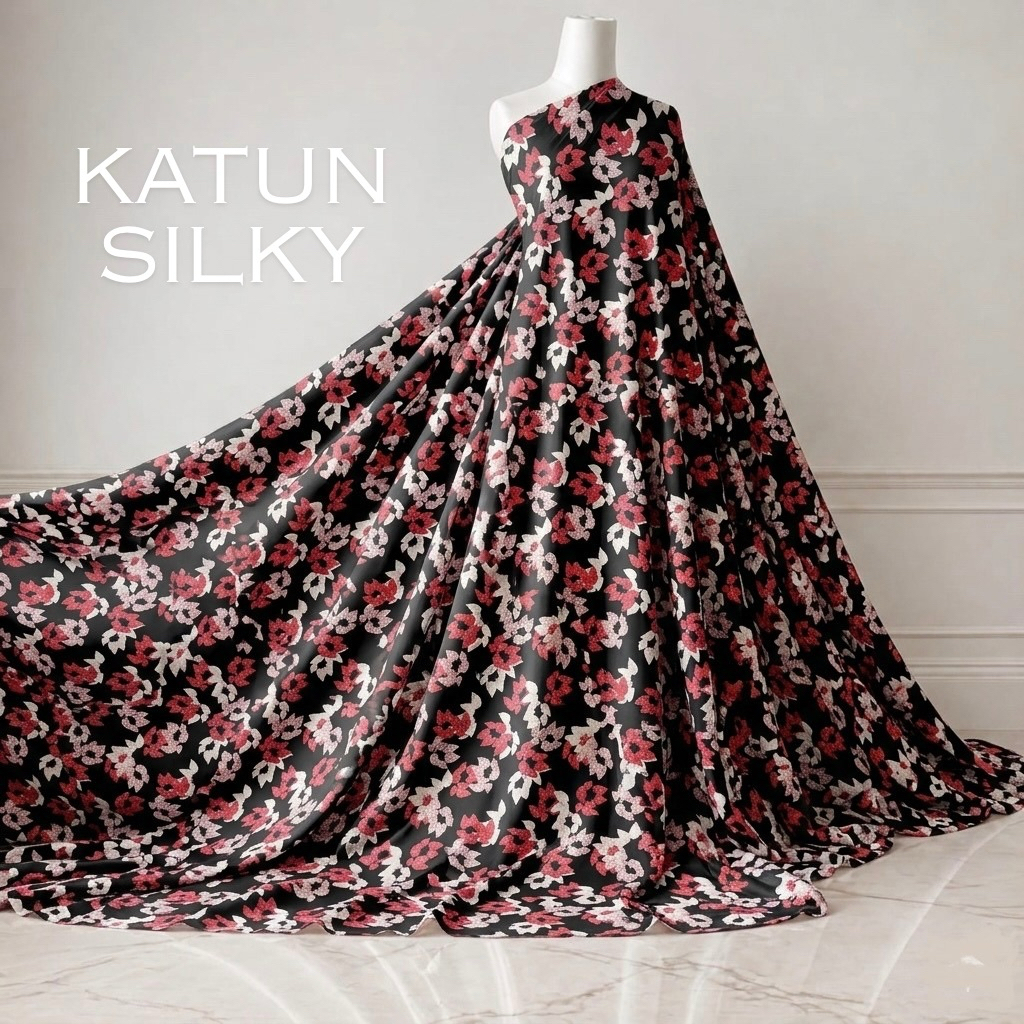 kain katun silky motif bunga halus , lembut,tidak transparan