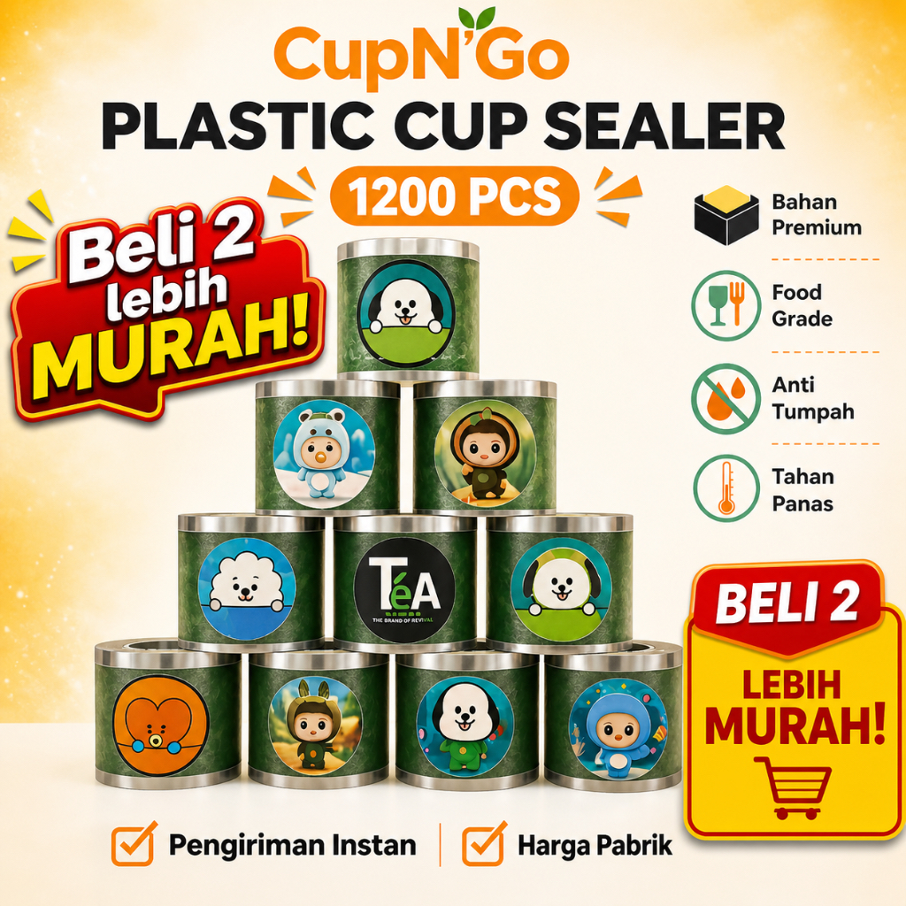 Cup Sealer Lid Plastik Premium Roll | Tutup Gelas Kopi Teh | Isi 1200 | Harga Pabrik