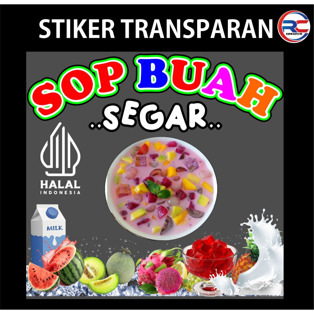 Stiker printing sop buah segar anti gores anti sobek anti luntur