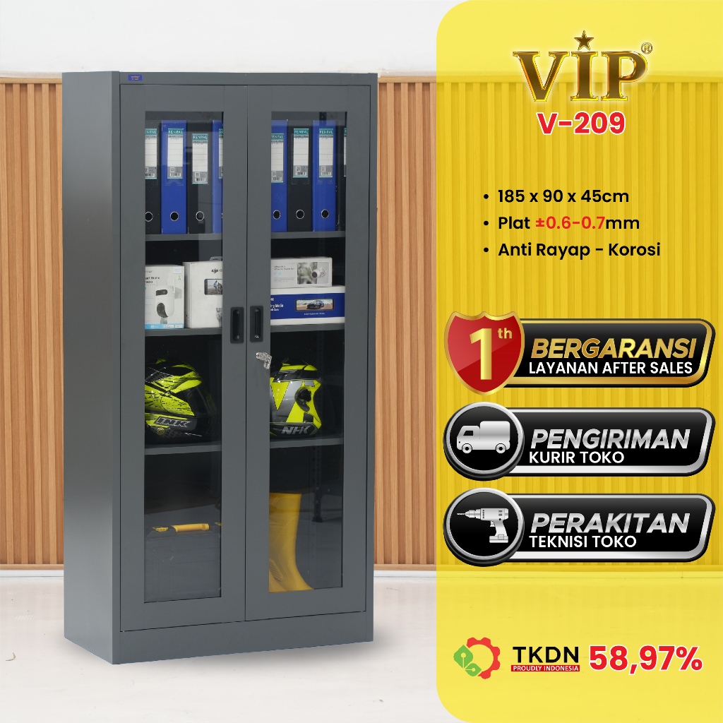 VIP METAL V-209 TKDN Lemari Arsip Swing Kaca Lemari Arsip Besi Swing Kaca