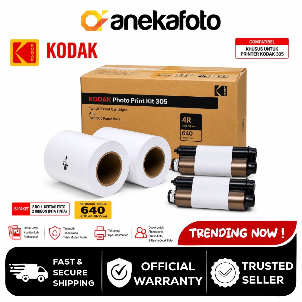 Kodak Photo Print Kit 305 6R Original 640 Foto Kertas Ribbon Printer Photobooth