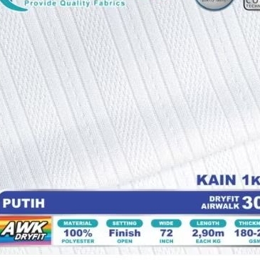 Bahan Dryfit Airwalk Putih 1kg Bahan Kain Olahraga Kain Jersey