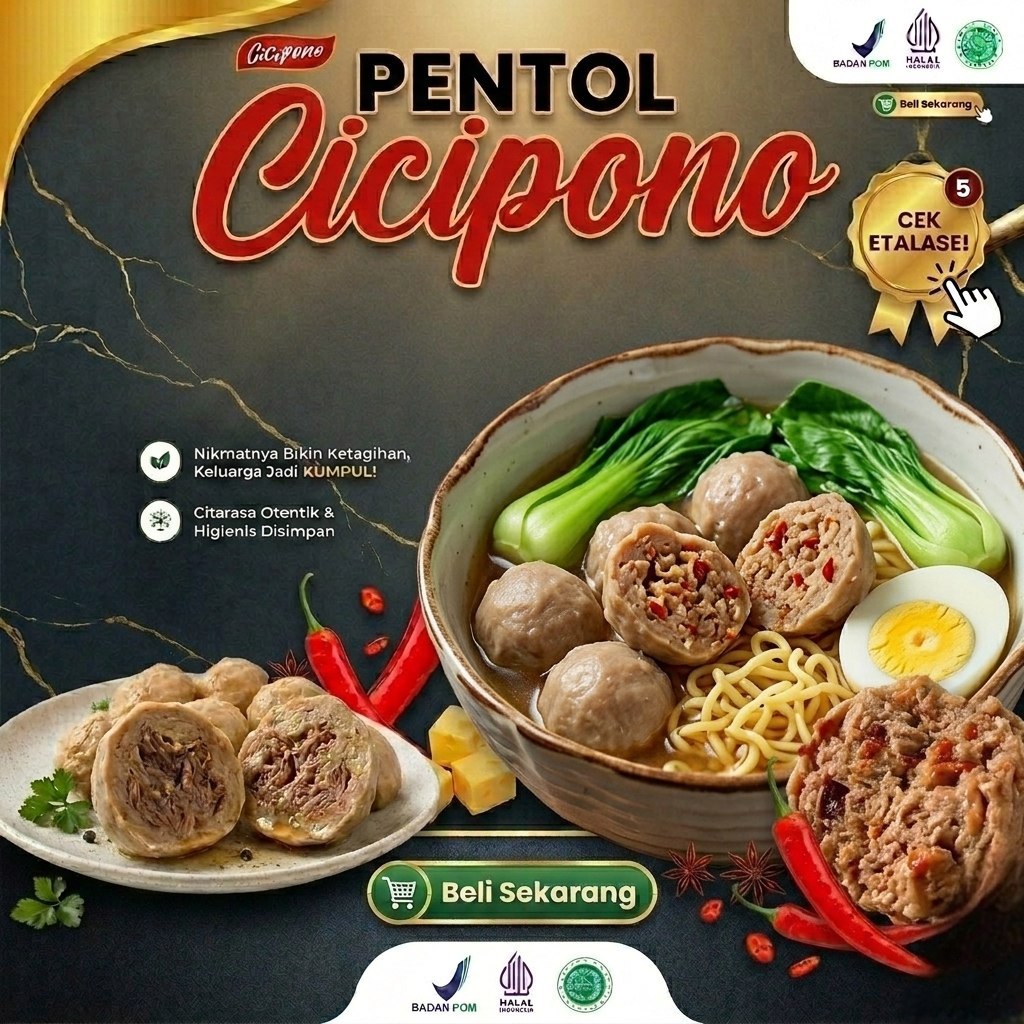CICIPONO Pentol Daging Sapi Premium - Sensasi Bakso Daging Sapi Asli Banyak Varian ( Vacuum Pack )