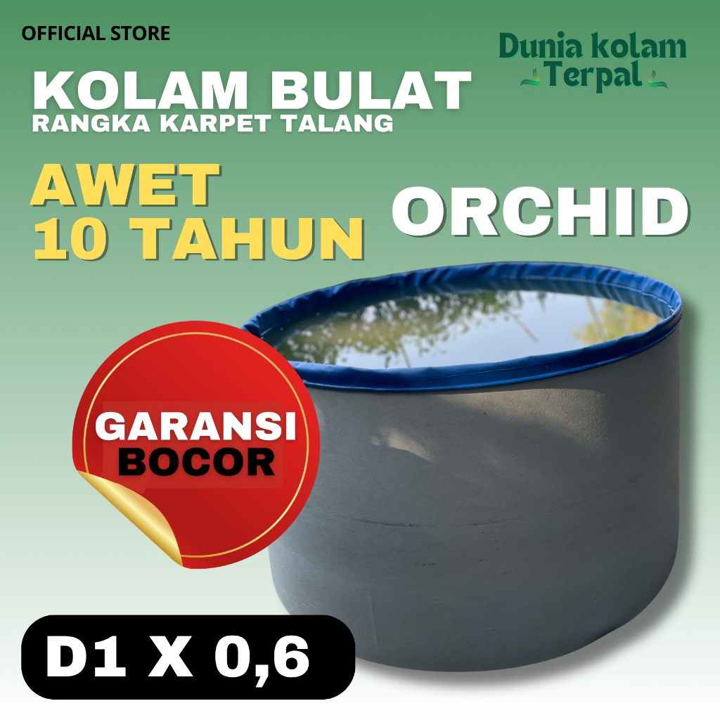 Terpal Kolam Bulat D1xT0.6 - Kolam Ikan Orchid - Terpal Kolam Karantina Ikan Koi