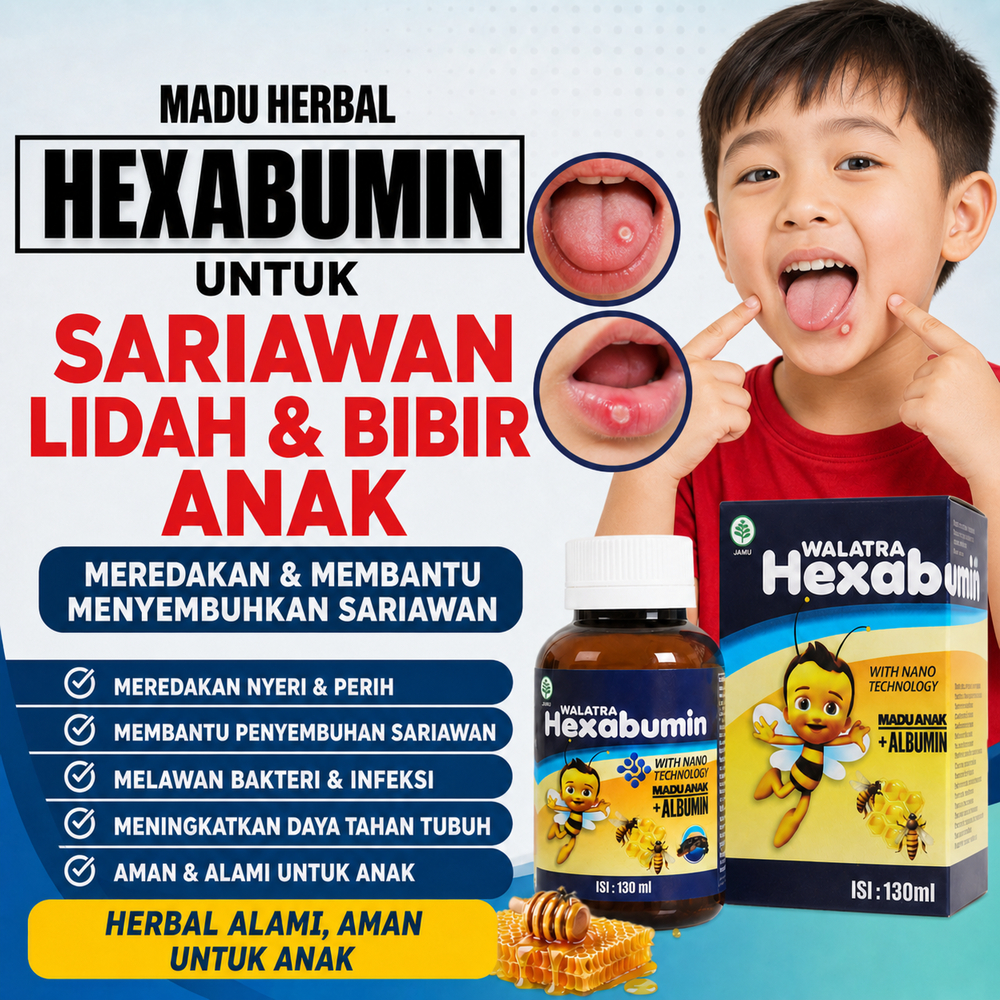 Obat Sariawan Anak , Lidah Sariawan , Sariawan Anak Susah Makan , Panas Dalam Anak | HEXABUMIN