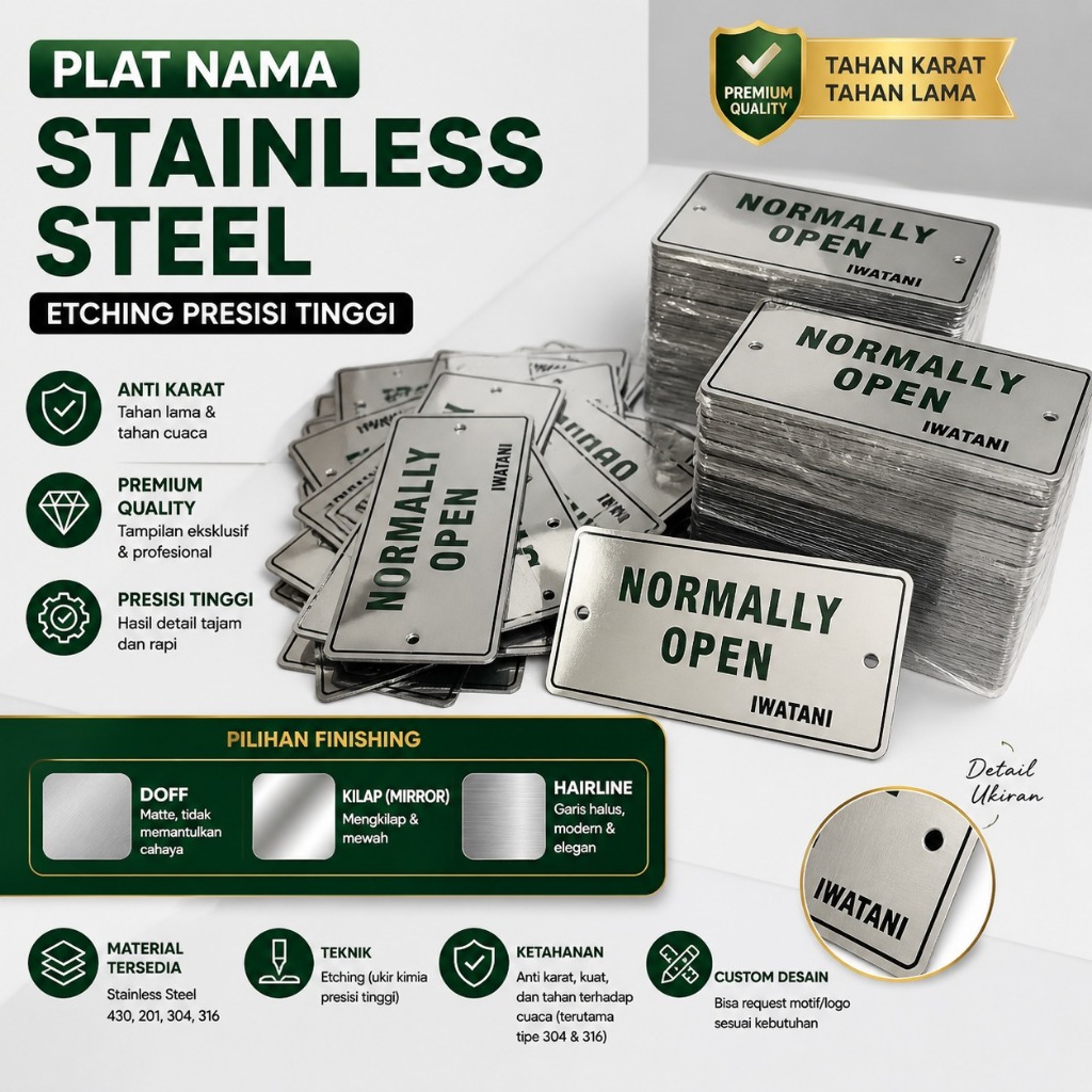 Plat Etching Steinless Custom Jasa Etching Plat