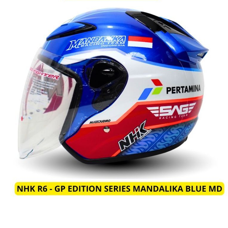 Helm NHK halfface R6 Motif MANDALIKA Sirkuit Special Edition