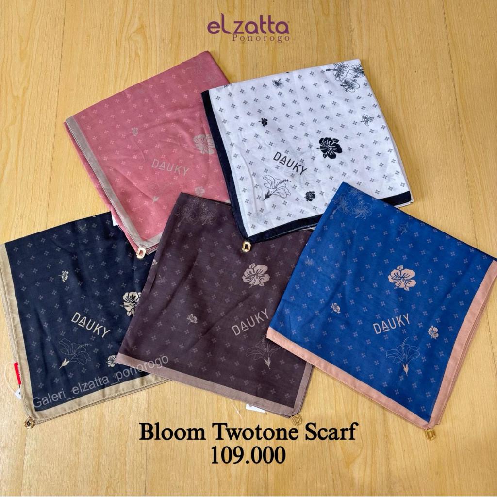 DAUKY HIJAB MOTIF BLOOM TWOTONE SCARF | FANCY MONOGRAM SCARF | LINE WORK SCARF | RAIN DROP SCARF JIL