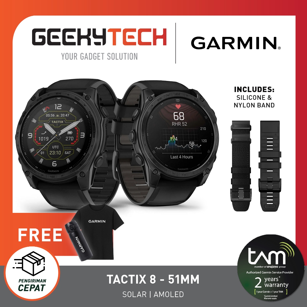Garmin Tactix 8 Amoled 51mm / Garmin Tactix 8 Solar 51mm Tactical Watch - Garansi Resmi TAM