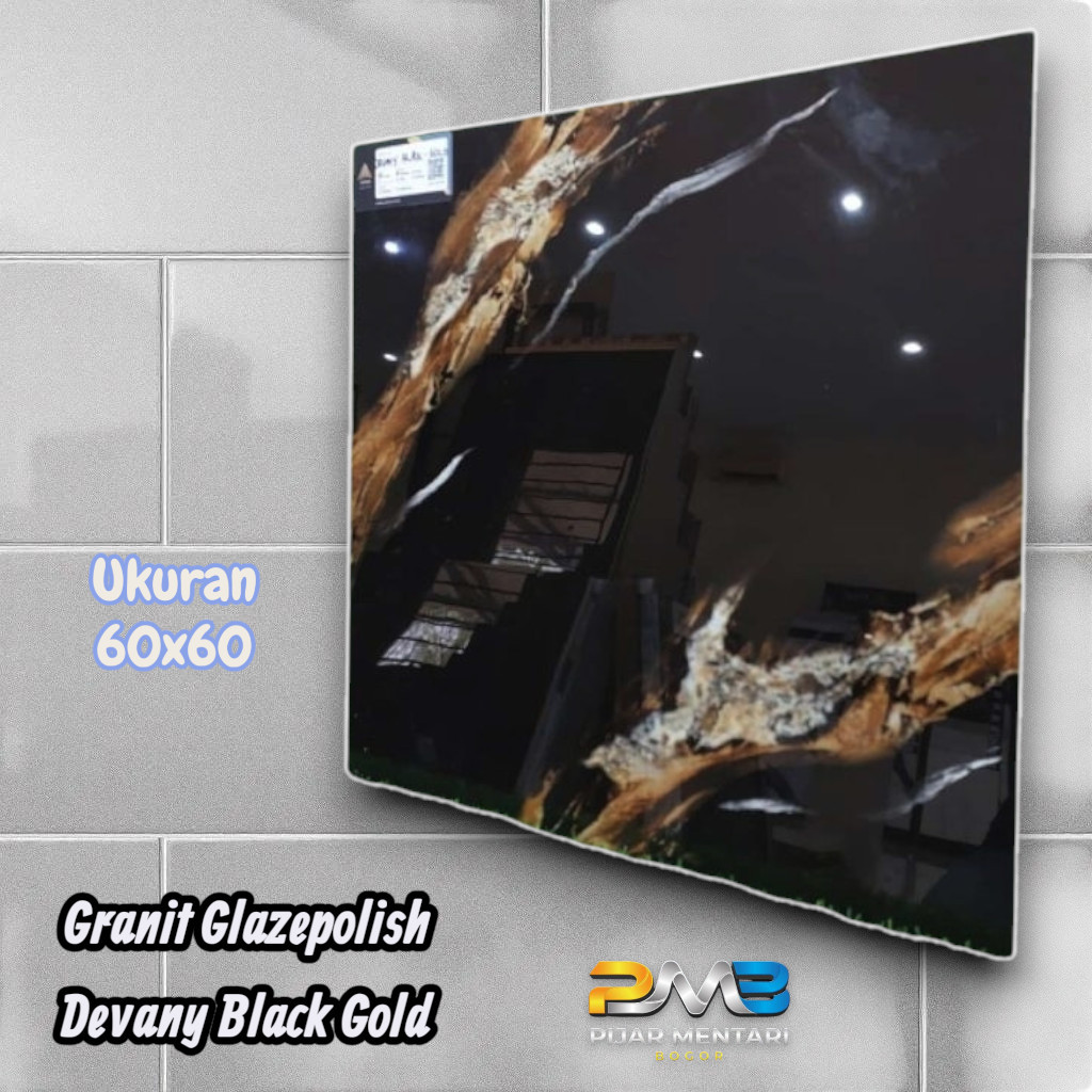 Granit Glazepolish Lantai Dinding DEVANY BLACK GOLD 60x60 ARNA