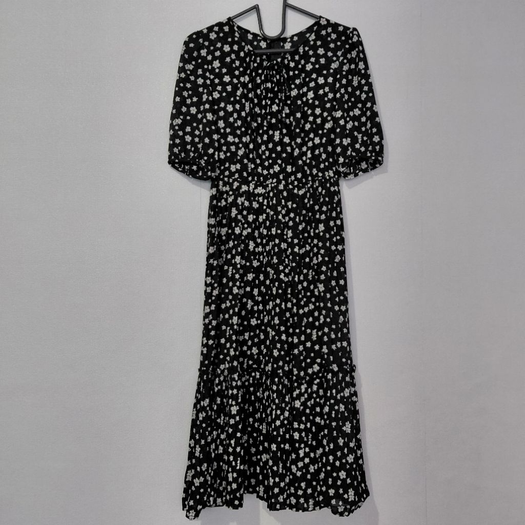 dress sifon motif bunga