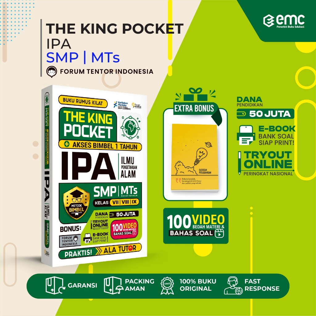 EMC BUKU THE KING POCKET IPA SMP KELAS VII, VIII, IX TERUPDATE KURIKULUM MERDEKA