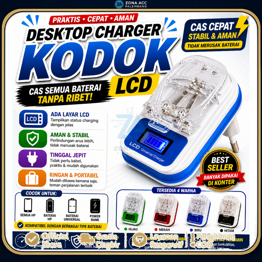 Shopee: Charger Kodok LCD Desktop Universal Cas Semua Baterai HP Tanpa Kabel Praktis Aman