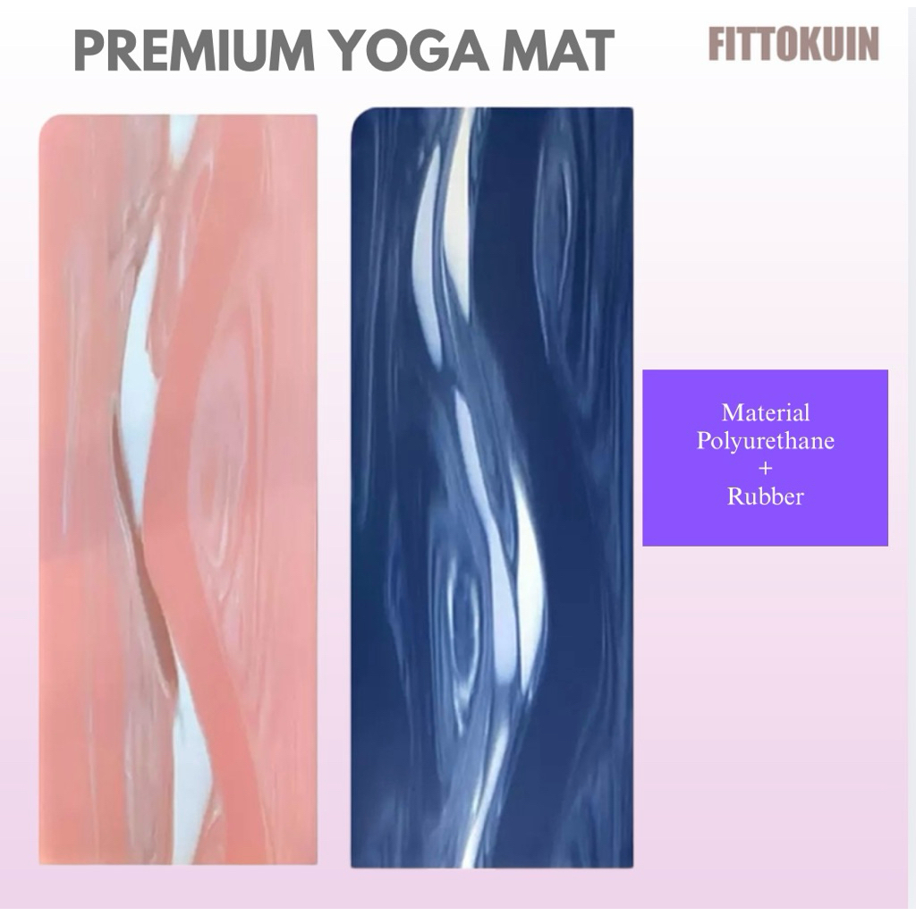 100% aman fittokuin - yoga mat premium pu rubber marble 5mm / matras yoga premium marble