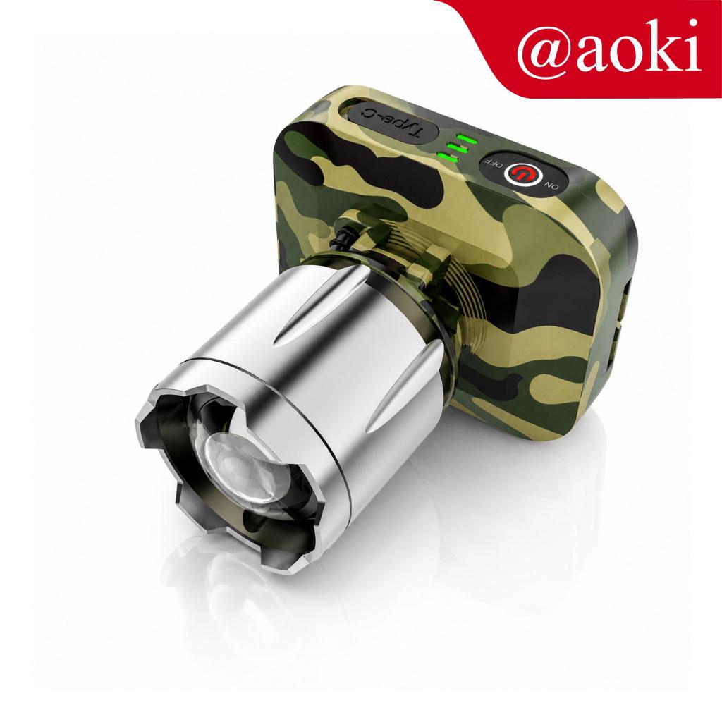 AOKI Senter Kepala Cahaya Maksimal Plus RechargePro USB-C, 80W 1300lumen 1500lumen Penyebaran Zoom