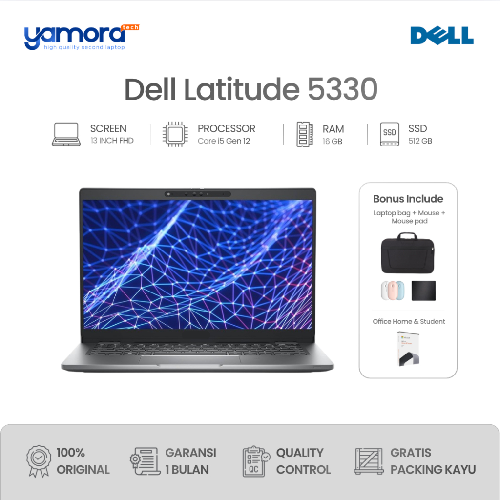 Dell Latitude 5330 Intel Core i7 Gen 12 Touchscreen 16GB RAM Laptop Generasi Terbaru