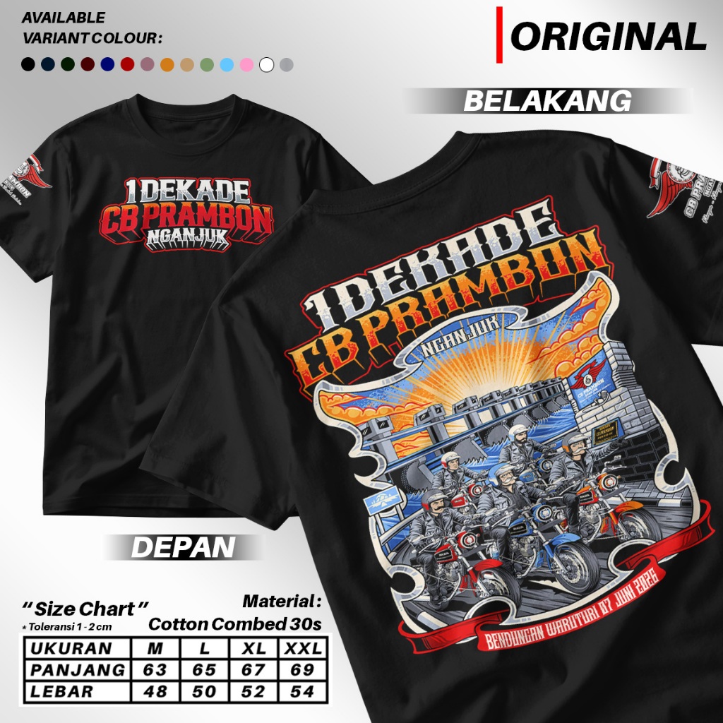 Kaos ACARA 1 DEKADE CB PRAMBON NGANJUK ORIGINAL Tgl 7 JUNI 2026 Kaos Acara CB PRAMBON