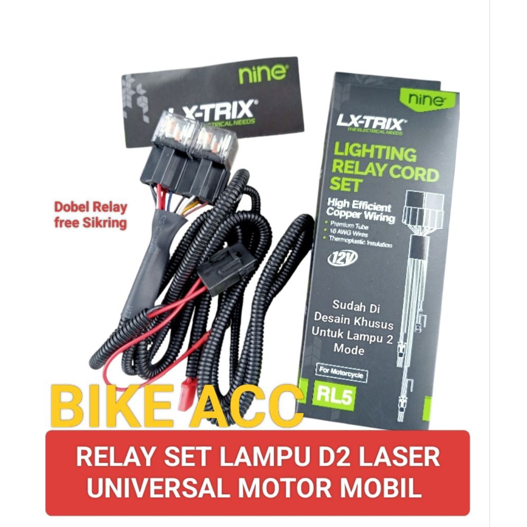 RELAY SET LAMPU TEMBAK D2 LASER UNIVERSAL MOTOR MOBIL