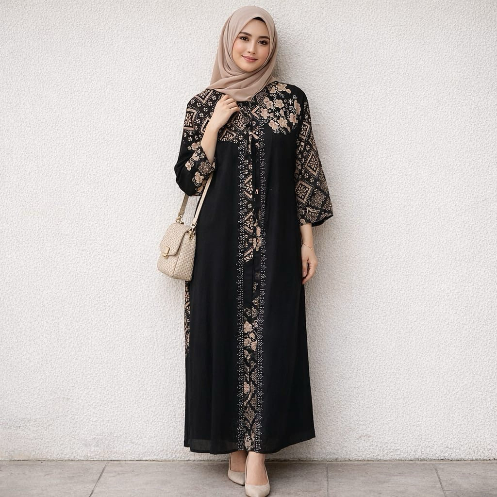 ERYO Gamis etnik motif batik elegan terbaru/ gamis modern/ gamis pesta