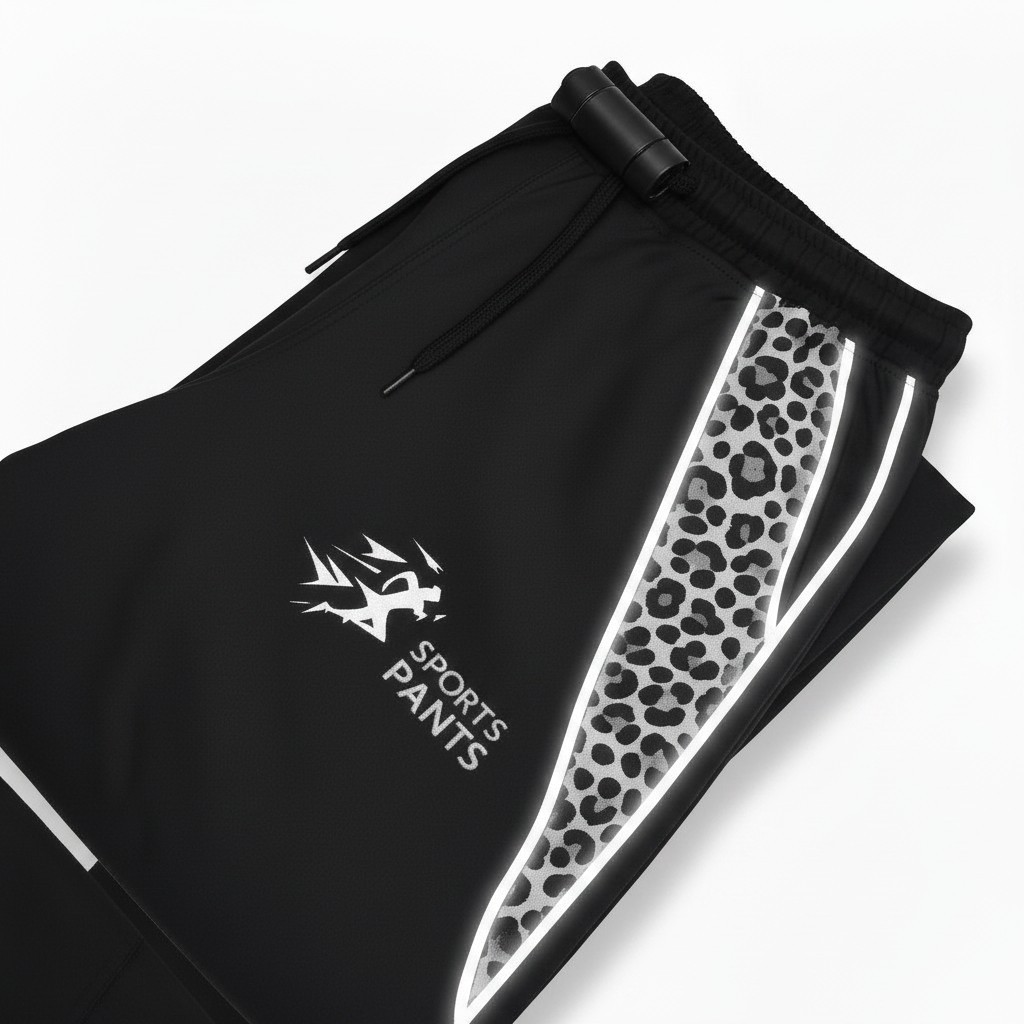 Celana Panjang Pria Y2K Reflektif Leopard