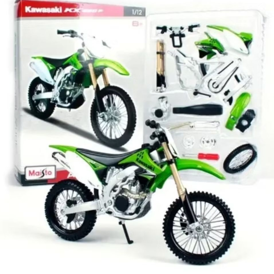 mainan miniatur motor trail Kawasaki part bisa di bongkar pasang
