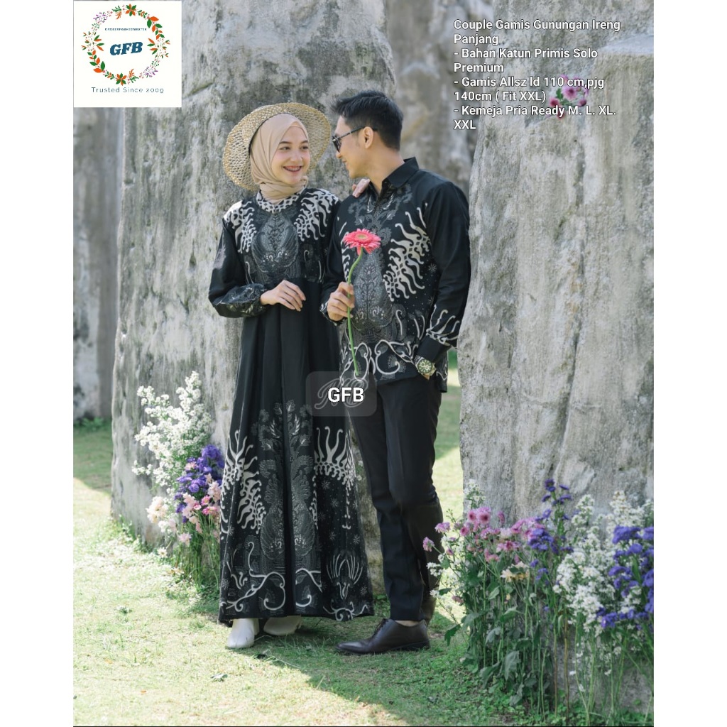 Couple Gamis Batik Premium ORI Solo Termurah Terbaru Terlaris Viral. Couple Gamis Batik Hanung Hijau