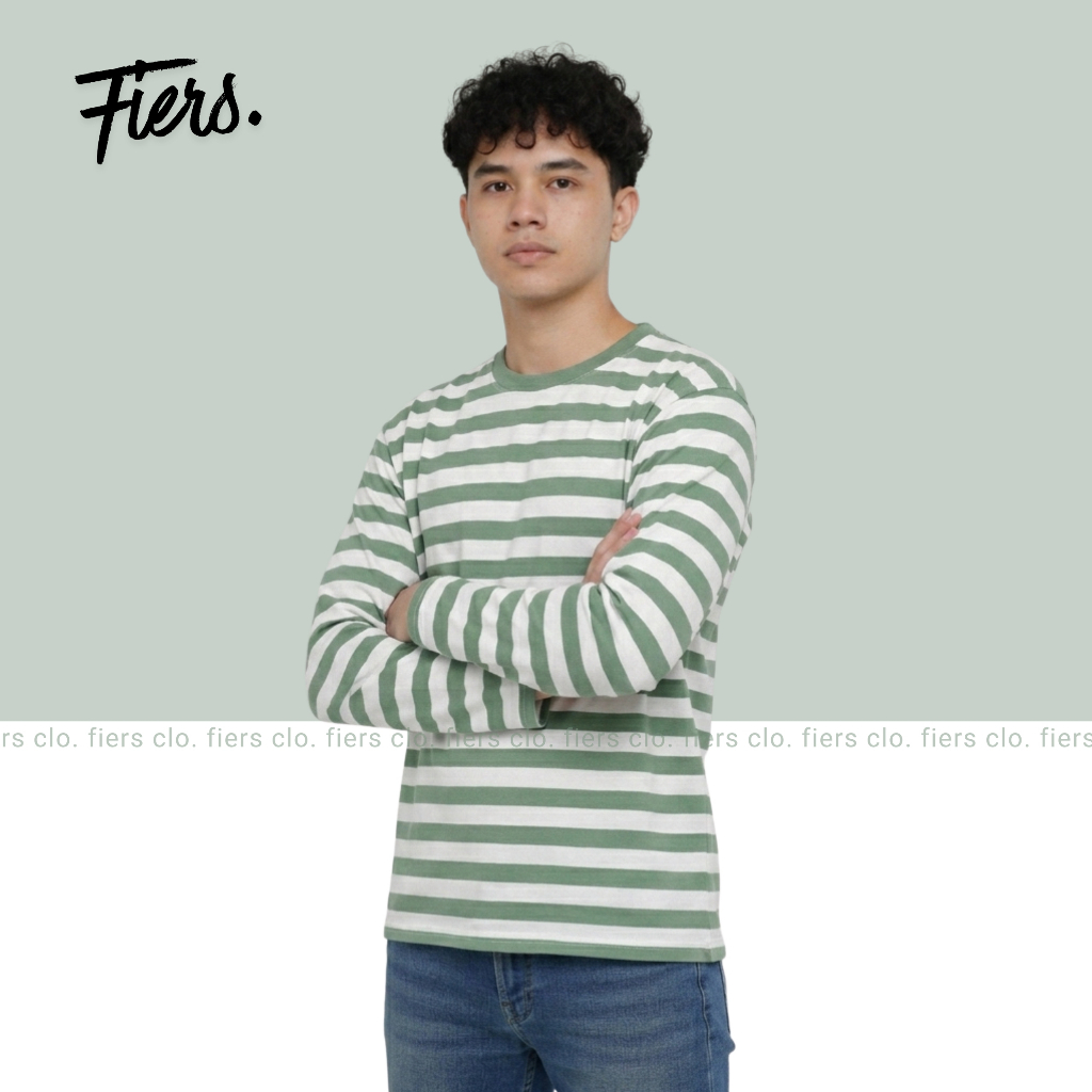 Fiers. - Kaos Classic Stripe Warna Biru Langit Putih