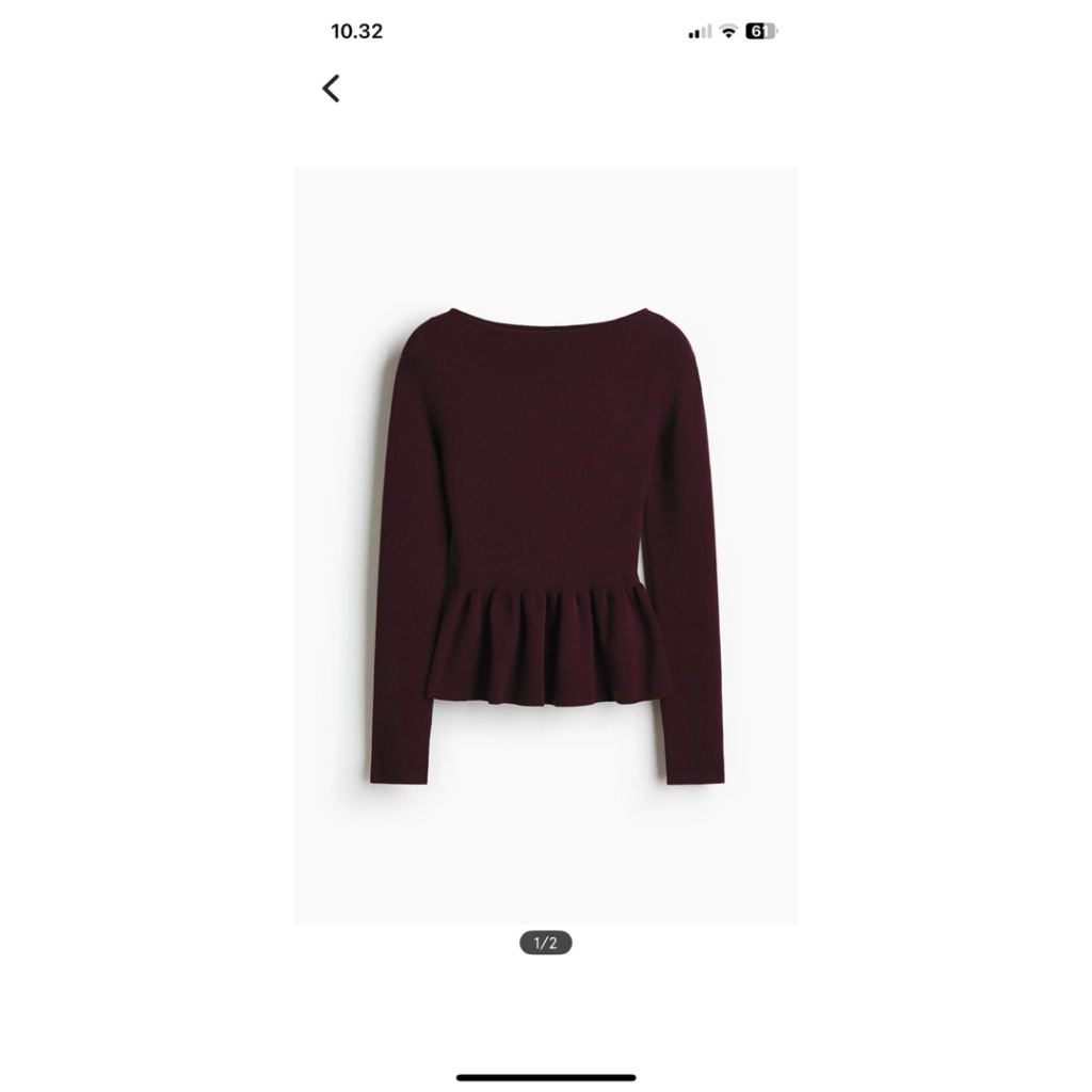 Hnm Peplum Top Maroon