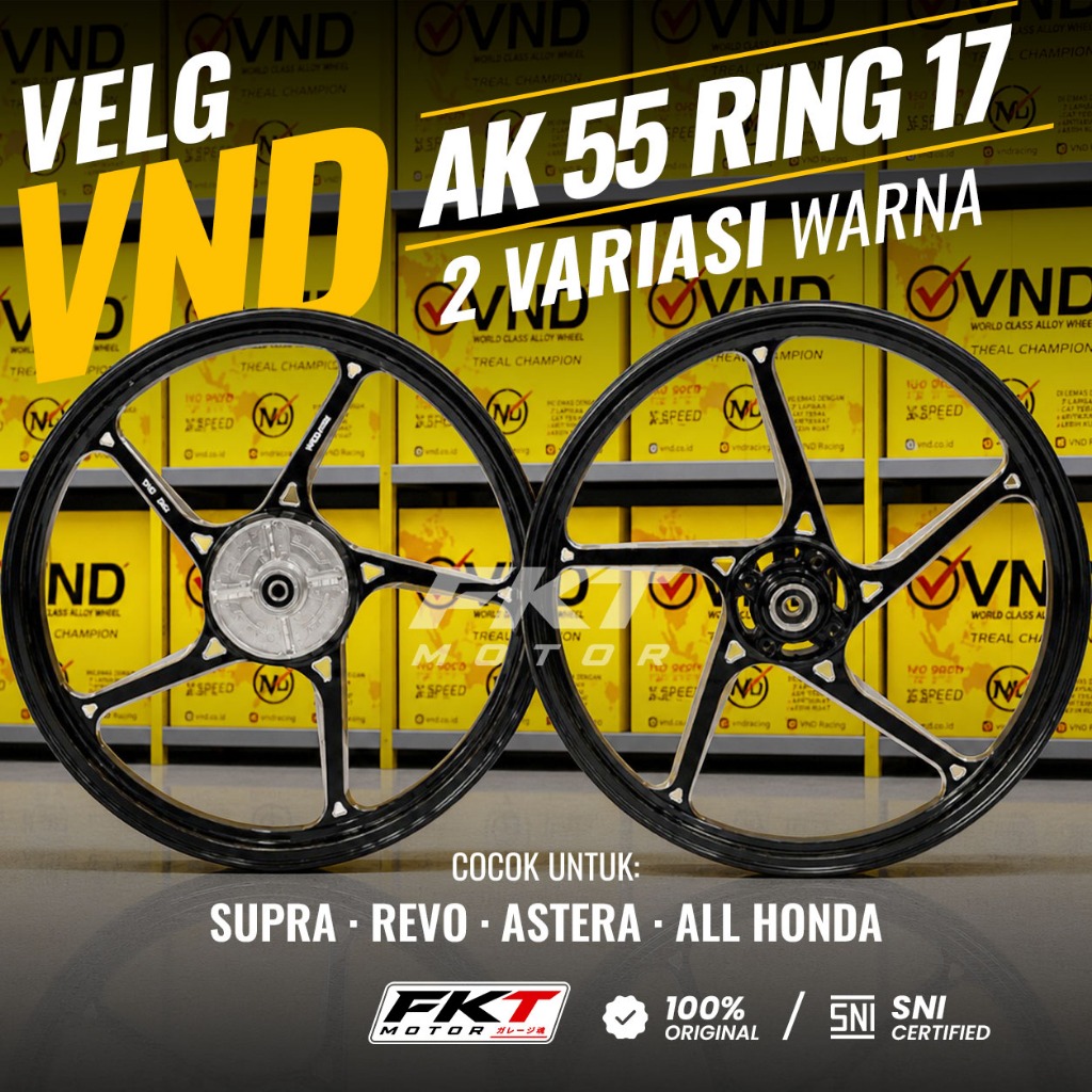 Velg Racing VND AK 55 Ring 17 Untuk Supra X 125 Karbu Injeksi Revo FI Wave 125 Blade Supra Fit Astre