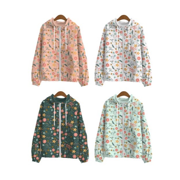 JAKET TERBARU FULLPRINT MOTIF BUNGA | JAKET PARASUT WANITA CUSTOM