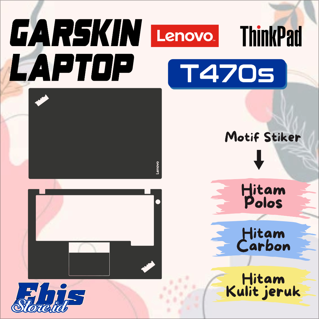 Garskin Laptop Lenovo T470s Thinkpad stiker hitam doff