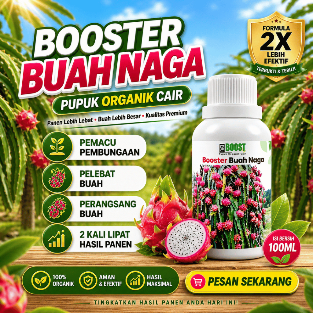 Pupuk Booster Buah Naga Pelebat Organik Cepat Berbuah Lebat 100ml murni fermentasi organik