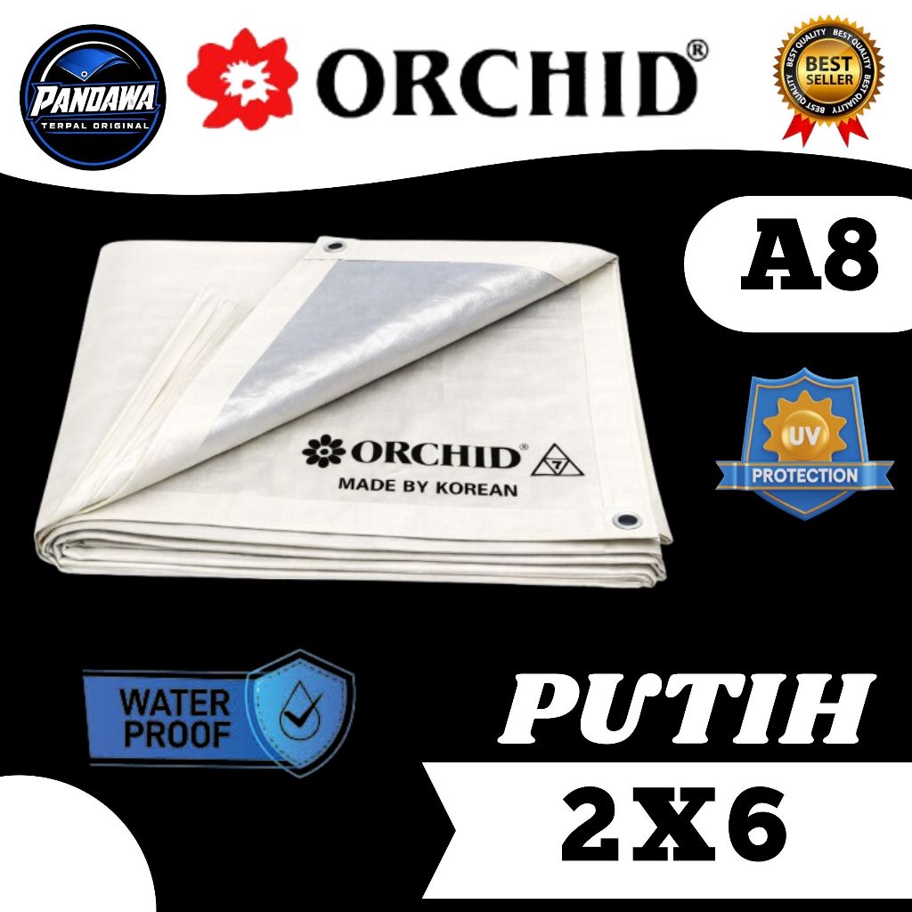 ORCHID Terpal A8 Korea Ukuran 2x6 Terpal Plastik Lembaran Waterproof - Alas Kolam & Tenda