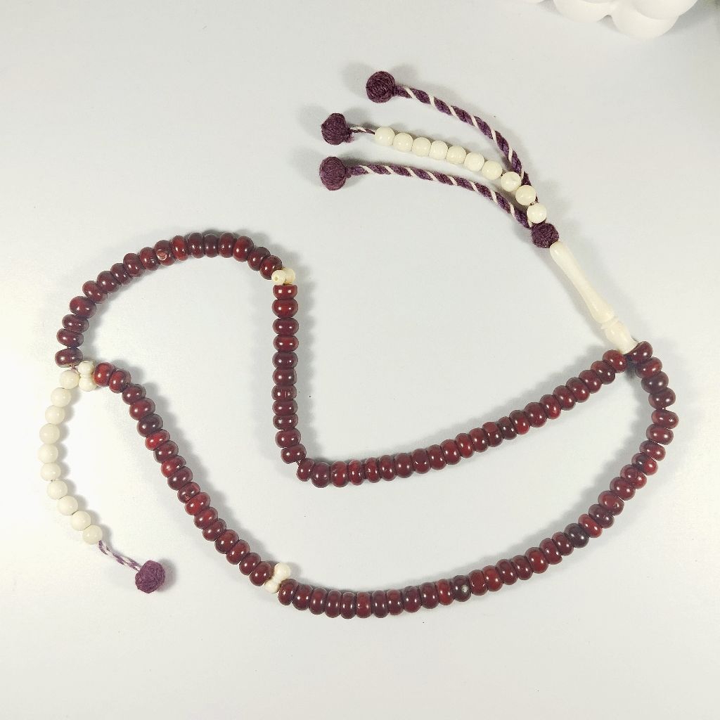 Tasbih Kokka Mix Camel Bone 100 Butir Original Mesir Rumbai Purple
