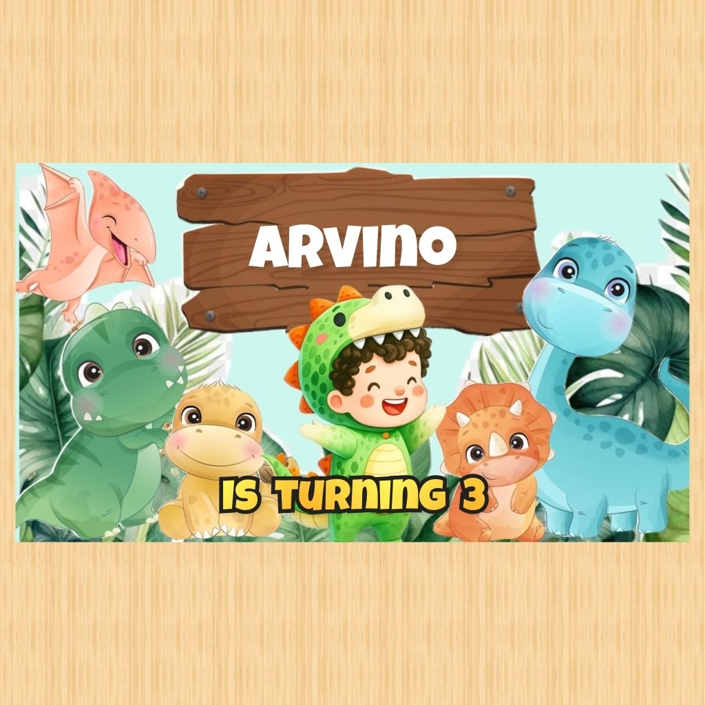 Spanduk DINOSAURUS banner DINOSAURUS spanduk banner ultah anak background custom ulang tahun anak DI